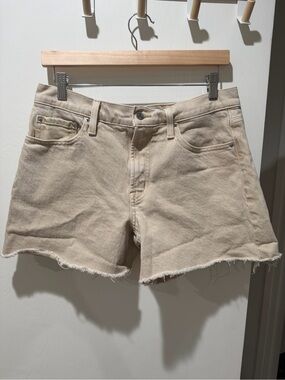 pistola Beige Frayed Hem Denim Shorts